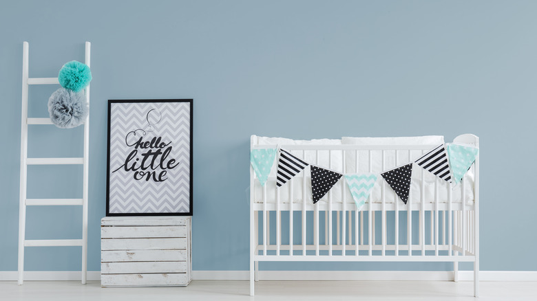 blue nursery with simple details