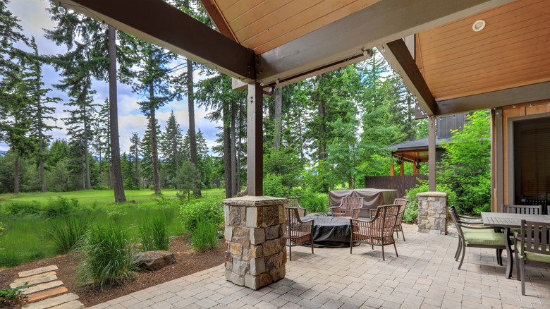 Covered brick patio