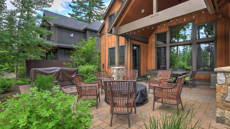 chairs on brick patio