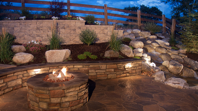 brick wall and fire pit