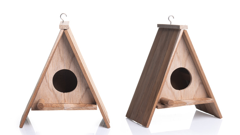 two A-frame birdhouses