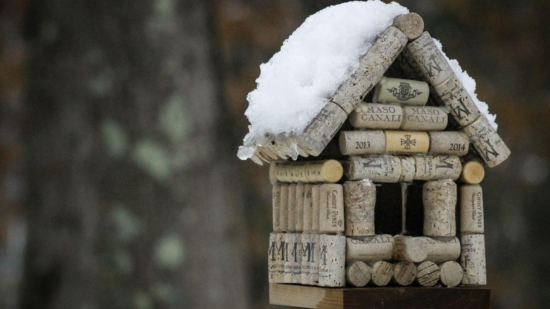 birdhouse made of corks