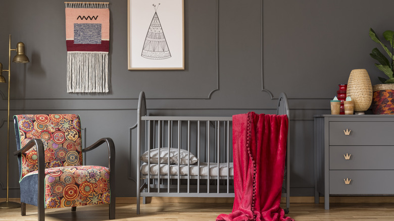 Gray and red nursery