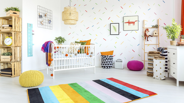 Geometric rainbow baby room