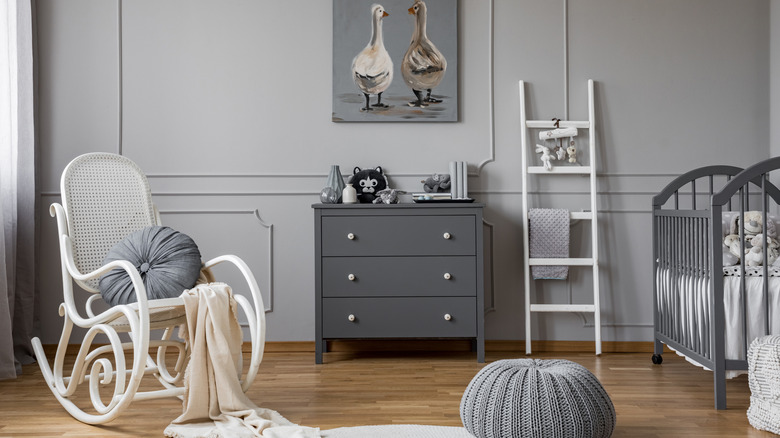 Simple and sleek gray nursery