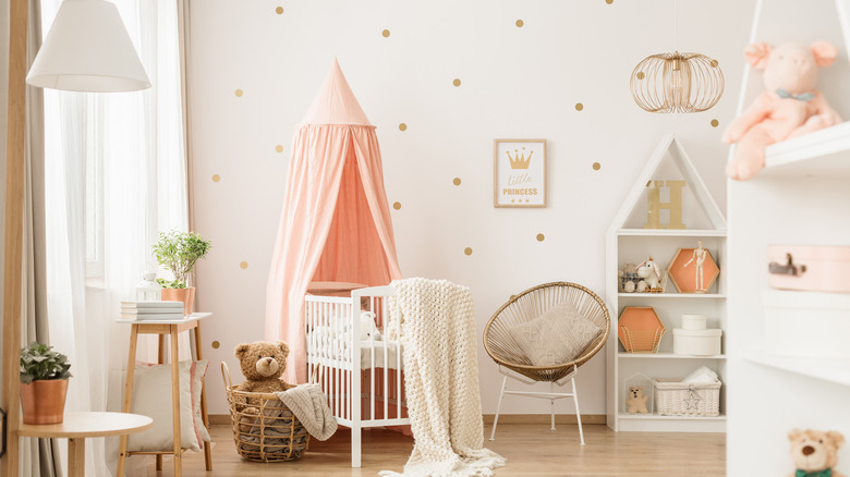 Pink and gold baby nursery