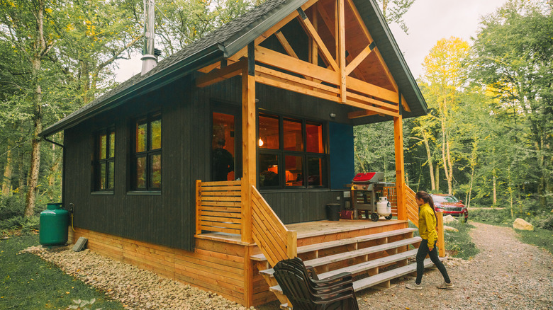 log cabin in the woods