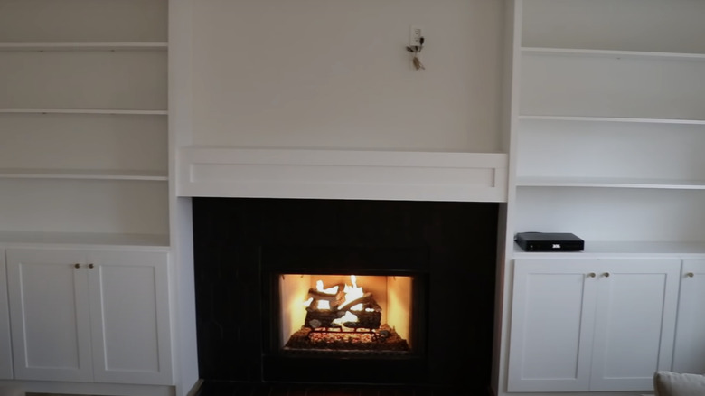 black fireplace