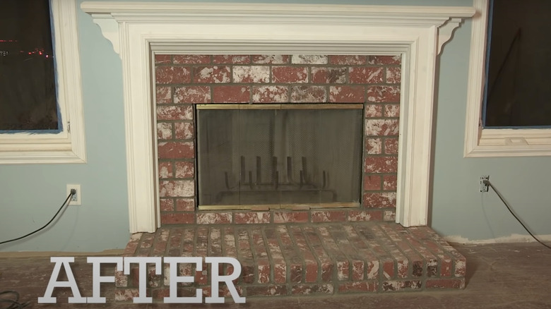 brick fireplace