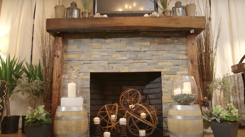 rustic fireplace