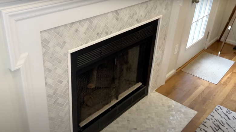 small tile fireplace