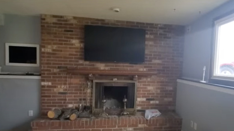 broken down fireplace