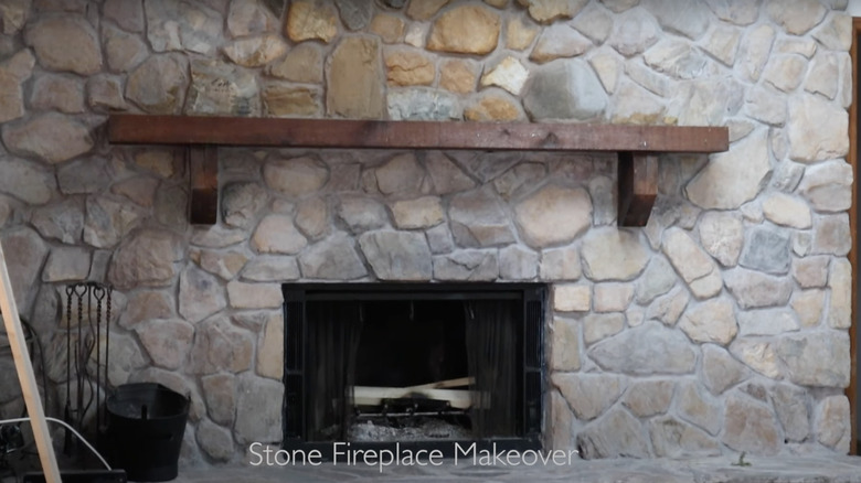 stone fireplace