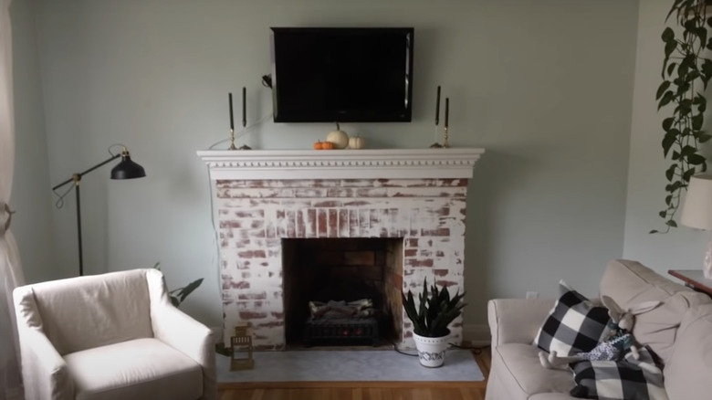 red and white fireplace