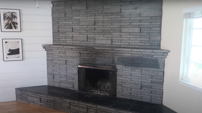 gray solid fireplace