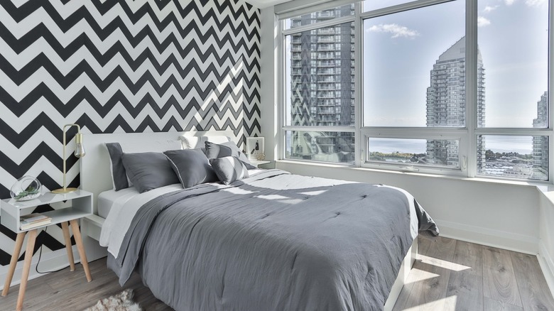 black and white chevron bedroom 