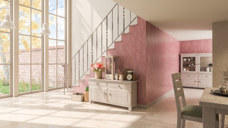 open dining room with stairs