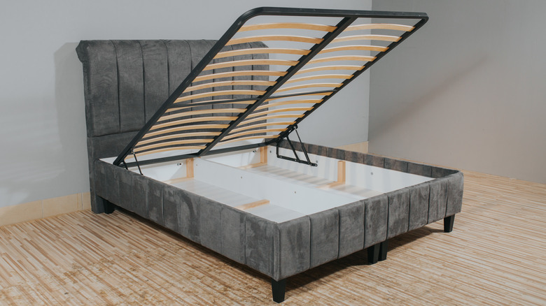 bed frame with attached box spring