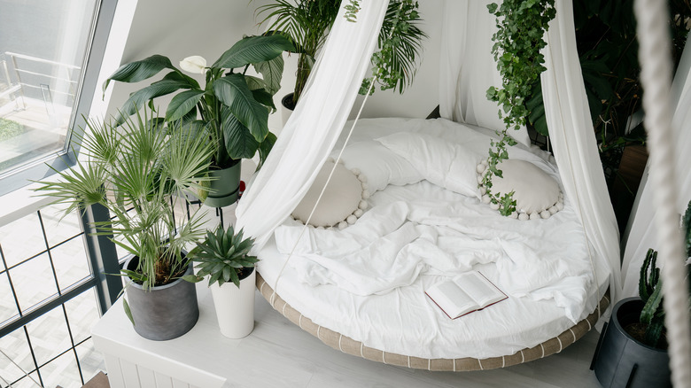 hanging bed in bedroom