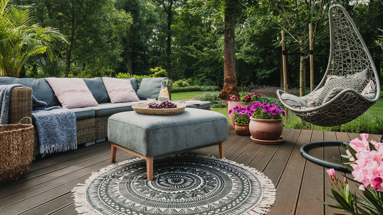 Garden patio with hammock chair