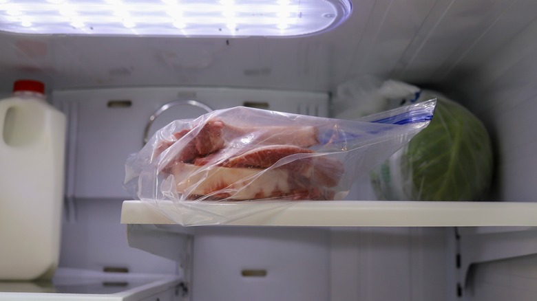 Food thawing in refrigerator