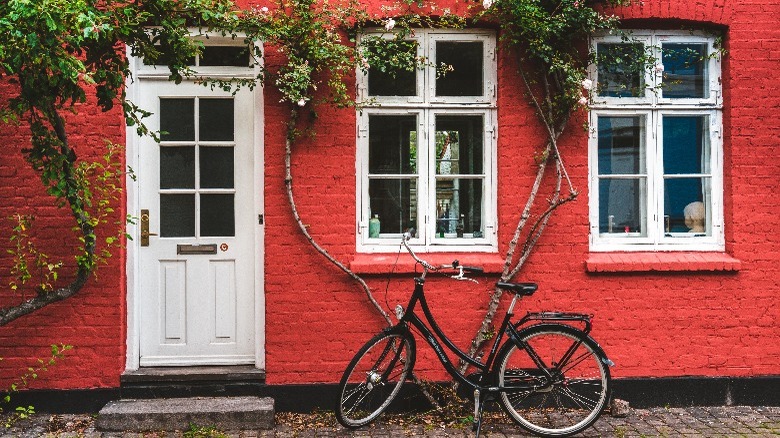 Red painted brick home