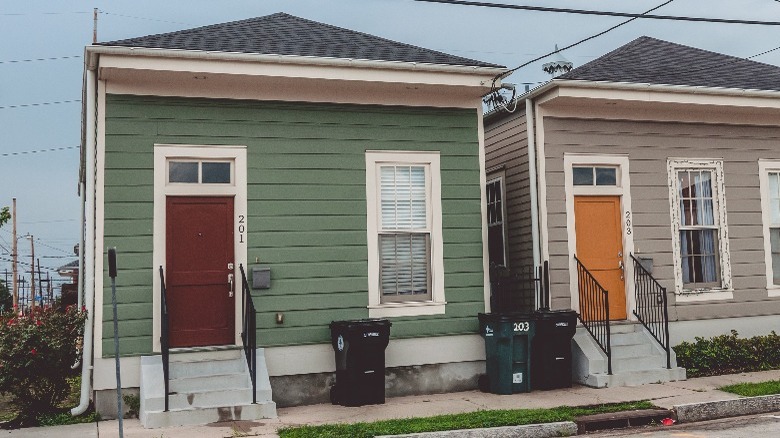 Green and gray houses