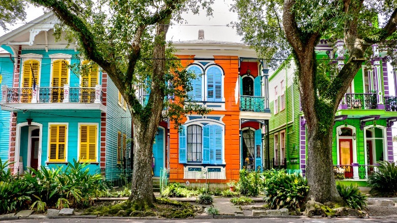 Colorful row of homes