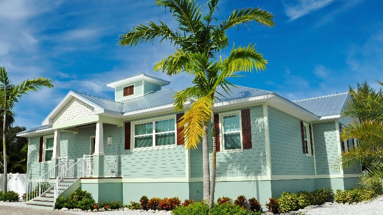 Pale turquoise tropical home