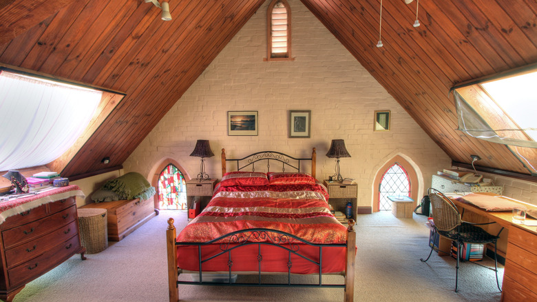 converted church bedroom