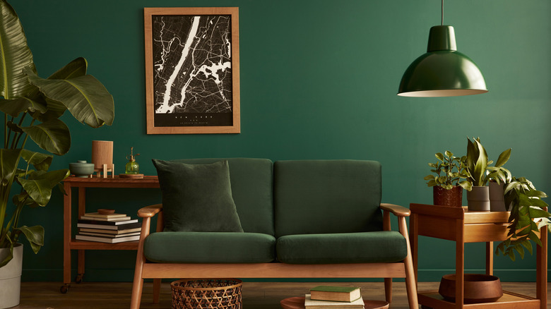 Military green living room