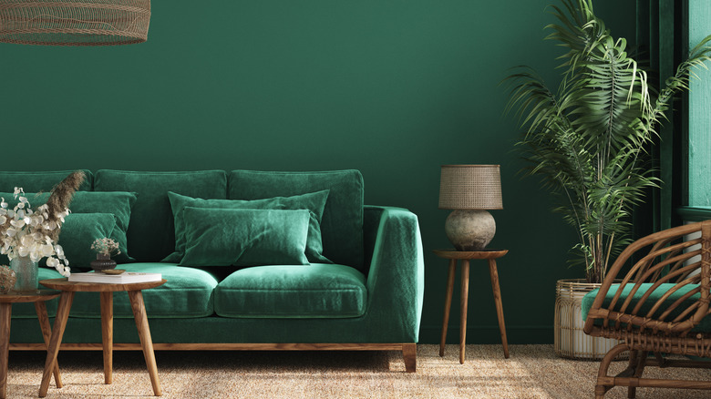 Emerald green living room