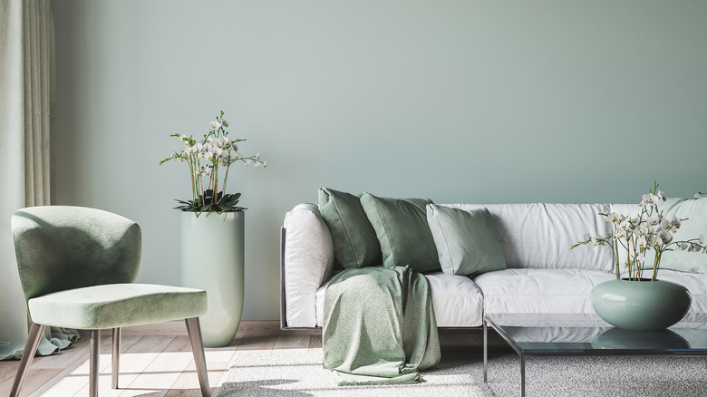 Mint green living room