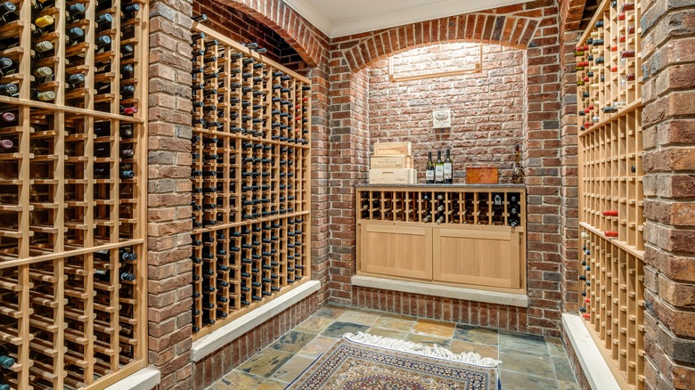 View of brick wine cellar 