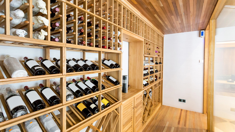 Room filled with wine storage 