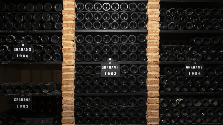 Wine cellar with labels 