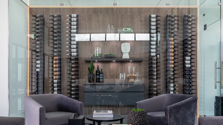 Wine cellar in mansion living room 