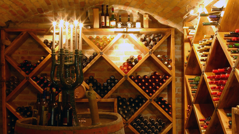 Old wine cellar with barrel 