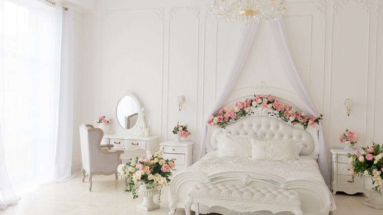 White and floral bedroom