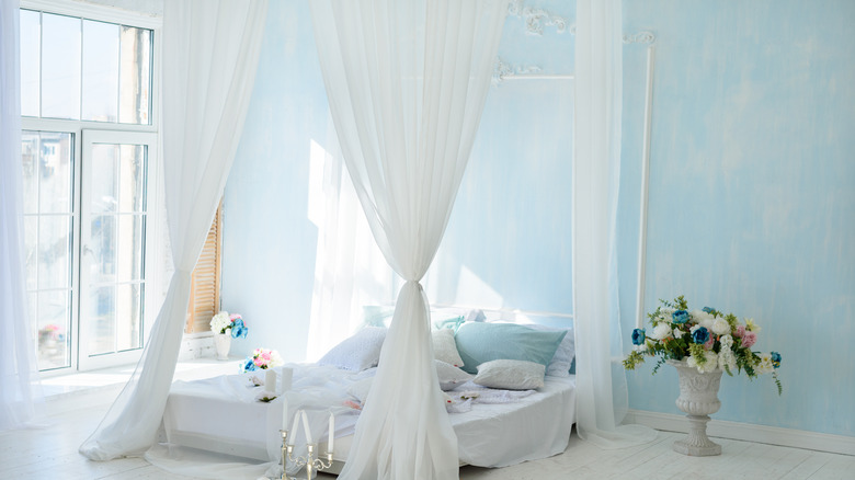 French blue bedroom canopy bed
