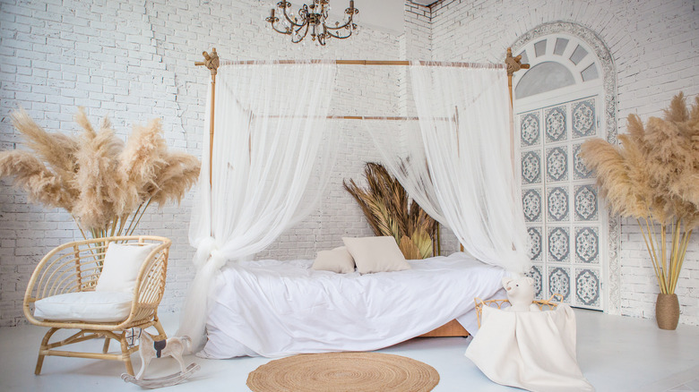 Boho bedroom bed canopy