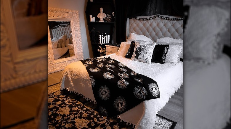 Black and white goth bedroom