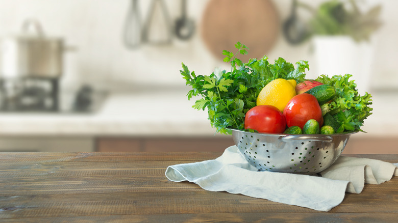 colander with fresh produce