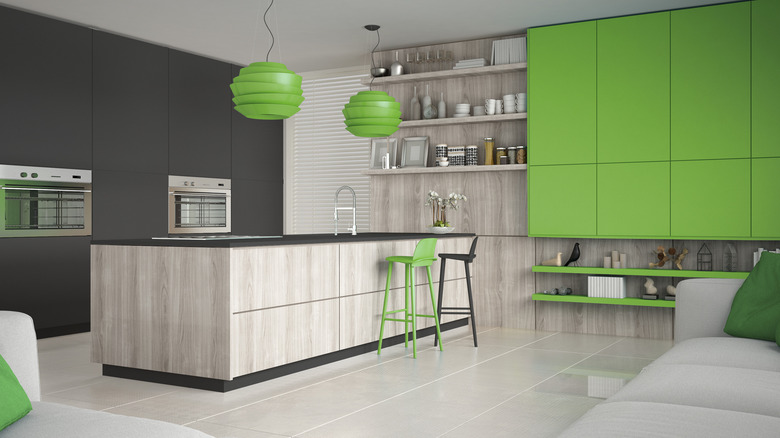 neon green kitchen cabinets