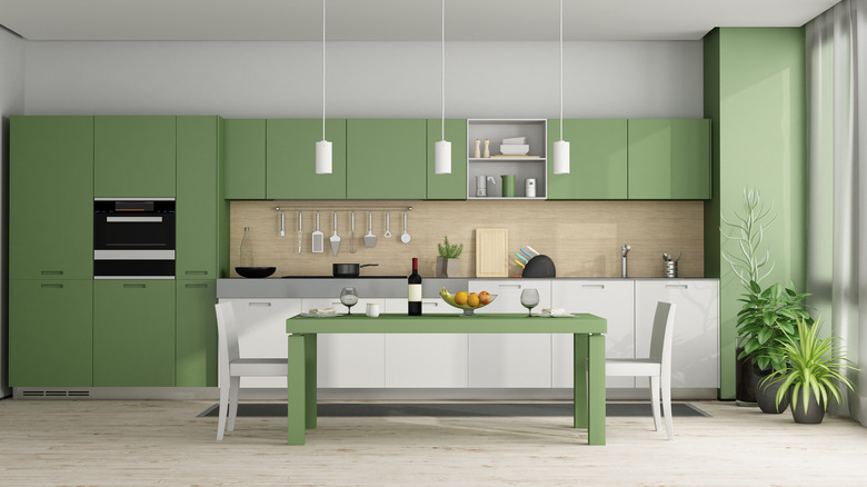 lime green and white kitchen