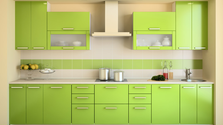 bright lime green kitchen