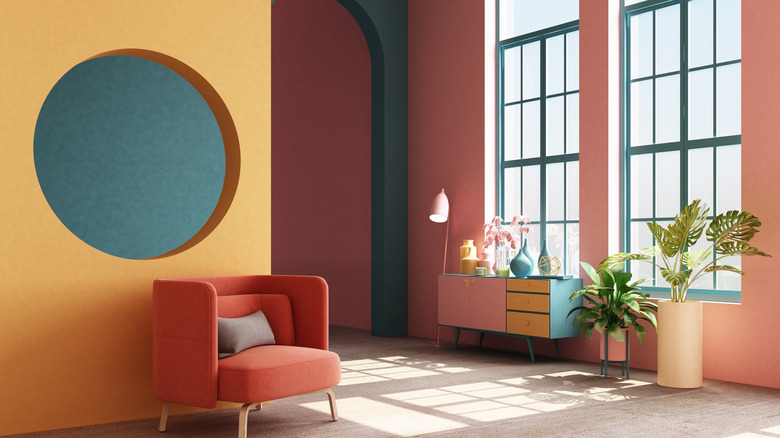 room in color block paint