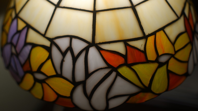 closeup of a Tiffany lamp