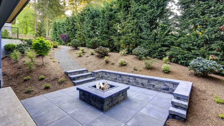 concrete paver with firepit