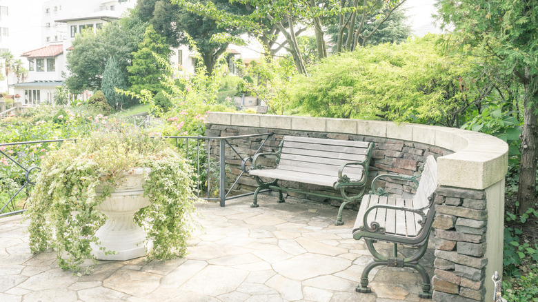 platform pavers in garden